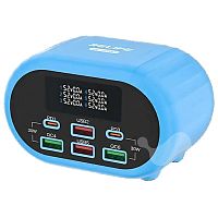 USB Hub RELIFE RL-309U 72W с дисплеем 6 портов синий